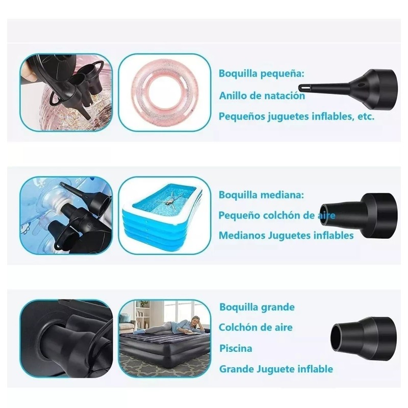 Espinope Inflador Eléctrico Ca Para Colchones Y Piscinas Inflables