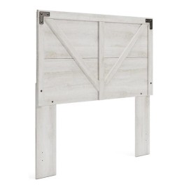 Bowery Hill Contemporary Wood Full Crossbuck Panel Headboard in Whitewash