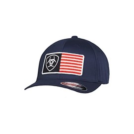 ARIAT Men's Navy Flexfit USA Shield Logo Cap