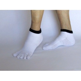 Bunion Prevention Fuzzy Five-toe taping socks, Sneaker Type, 10.2 - 11.0 inches (26 - 28 cm), White (2 Colors and 3 Sizes)