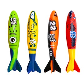 4Pcs Diving Torpedoes Toys Swimming Pool Toys Sinking Toys Swimming Sinkers for Kids Age 7-12,Underwater Diving Toys,Dive Torpedoes Bath Water Toy Underwater Pool Training Toys for Girls Boys Gifts