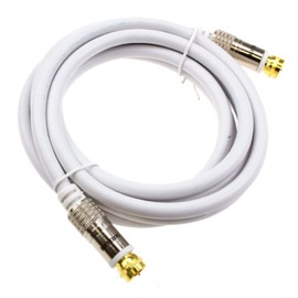 kenable Pure RG6 HD Satellite/Cable TV F Type Screw Plug to Plug Gold 2m WHITE [2 metres]