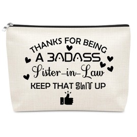 Birthday Gifts for Sister in Law Adult Makeup Bags Cosmetic Organizer Thank You for Being My Sister in Law Christmas Novelty Appreciation Present Travel Pouch