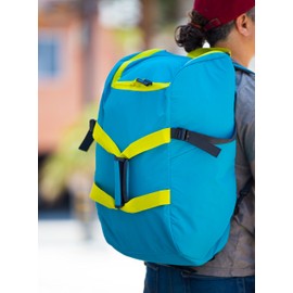 dbest products Smart Backpack, Teal and Yellow 4-in-1 Rolling Backpack Luggage Duffel Gym Bag Removable Dolly Laptop Tablet Pocket