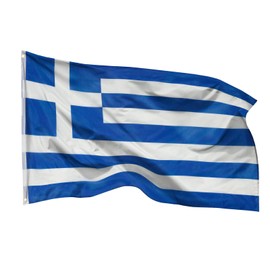 PHENO FLAGS Greece Flag 90 x 150 cm - Weatherproof Flag with Brass Eyelets, 100% Polyester, Robust Double Stitching and in Vivid Colours - Ideal for Flag Lovers