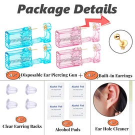 orilace Ear Piercing Kit, 20Pcs Disposable Ear Piercing Gun Kit Built-In Earring Stud At Home Self Piercing Kit Tool Easy Use for Salon Crystal Pink+ Crystal Blue (G-204)