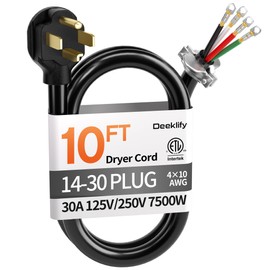 Deeklify 10FT 4 Prong Dryer Cord, Pure Copper, NEMA 14-30P Plug, ETL Listed