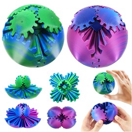 Audasi Gear Ball Fidget 3D Printed Gear Sphere 2Pack Steampunk Whirling Wonder Fidget Toys Sensory Ball Cube Fidget Toy Funny Stress & Anxiety Relaxing Fidget Toy For Adults & Kids (Blue&Purple)