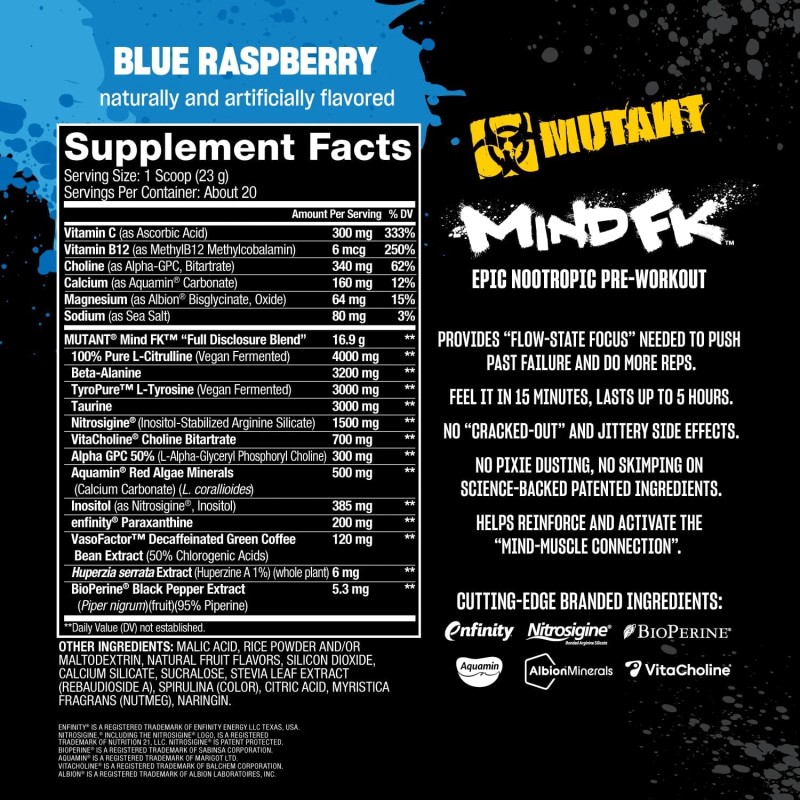 MUTANT® MIND FK™ Epic Nootropic Pre-Workout Fully Dosed S-Tier Focus