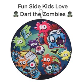 29” Dart Board for Kids – Reversible & Packable Large Kids Dart Board Reversible, Fun Dart Games, Easy Hang with Adhesive Hook 12 Balls Included. for Kids Ages 4-8, 8-12 Years Old - Zombie