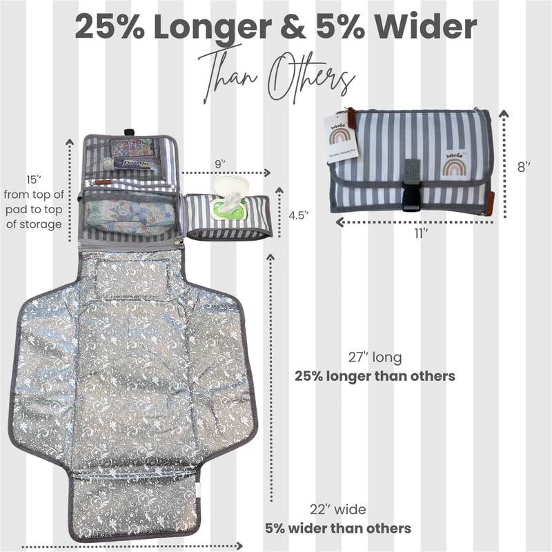 New X-Large Portable Diaper Changing Pad with Strap - Waterproof