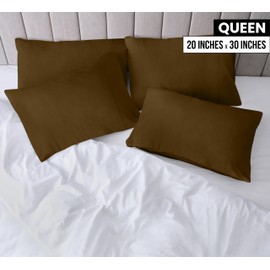 Utopia Bedding Queen Pillowcases - 4 Pack - Envelope Closure - Soft Brushed Microfiber Fabric - Shrinkage and Fade Resistant Pillow Covers Queen Size 20 X 30 Inches (Queen, Mocha)