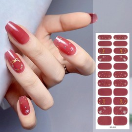 Gloss Nail Strips Santa's Helper UV Free, Chip Resistant, Long Lasting Gel Nail Stickers Contains 22 Nail Wraps, 1 Prep Pad, 1 Nail File