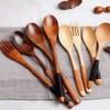 OUNONA Cutlery Set, Spoon, Fork with Spoon, Wooden, Portable Tableware,