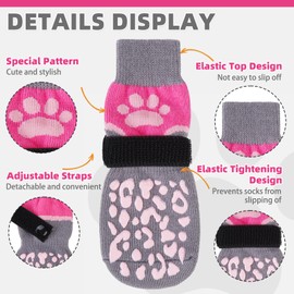 KOOLTAIL Dog Socks for Hot/Cold Pavement to Prevent Licking Paws Scratching,Anti Slip Pet Boots&Paw Protector for Hardwood Floors,Traction Control Grip Booties for Small Medium Large Senior Dogs PinkL
