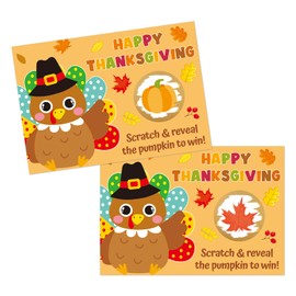 MADOO CITRUS 36 Pcs Happy Thanksgiving Scratch Off Cards Friendsgiving Party Games Turkey Thanksgiving Dinner Party Game Scratcher Tickets for Adults Pumpkin Favor Ideas (Turkey-1)