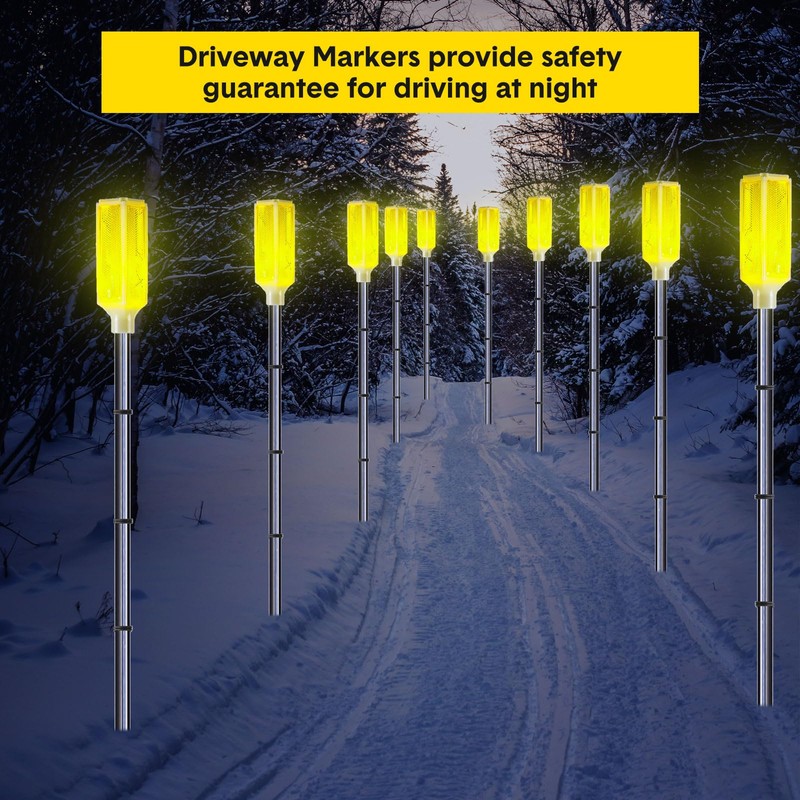 Macarrie 6 Pcs Solar Powered Driveway Markers Reflector Lights Landscape