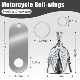 vvag Motorcycle Bell Guardian Angel, Good Luck Biker Bell with Motorcycle Bells Hanger & 2 Key Chain Rings, Motorcycle Accessories for Men Women Guard Riding Safety (Angel Guardian)
