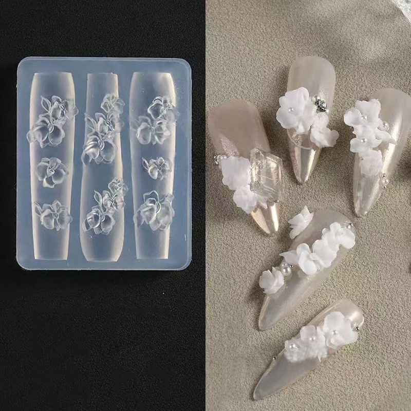 LIFOOST Flower Silicone Nail Molds Carving Template Floral Casting Molds