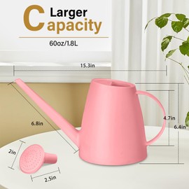 UFANME Plastic Watering Can - for Home Plant Garden - 1/2 Gallon - Pink