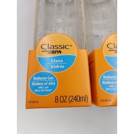 Evenflo 2 Even Flo GLASS  8 OZ Classic BPA Free Bottle 0-3 Months Custom Flow Air Vents