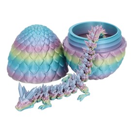 3D Printing Dragon Toy Egg Shaped Stress Relief Joint Mobile Articulated Dragon Figurine Toy Colorful