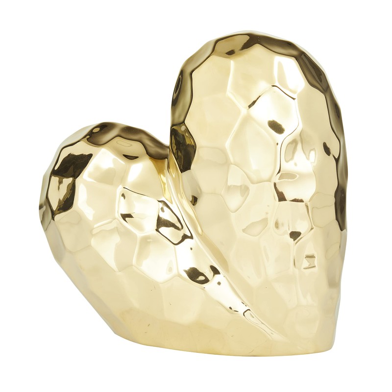 Deco 79 Porcelain Heart Sculpture, 8" x 3" x 8",