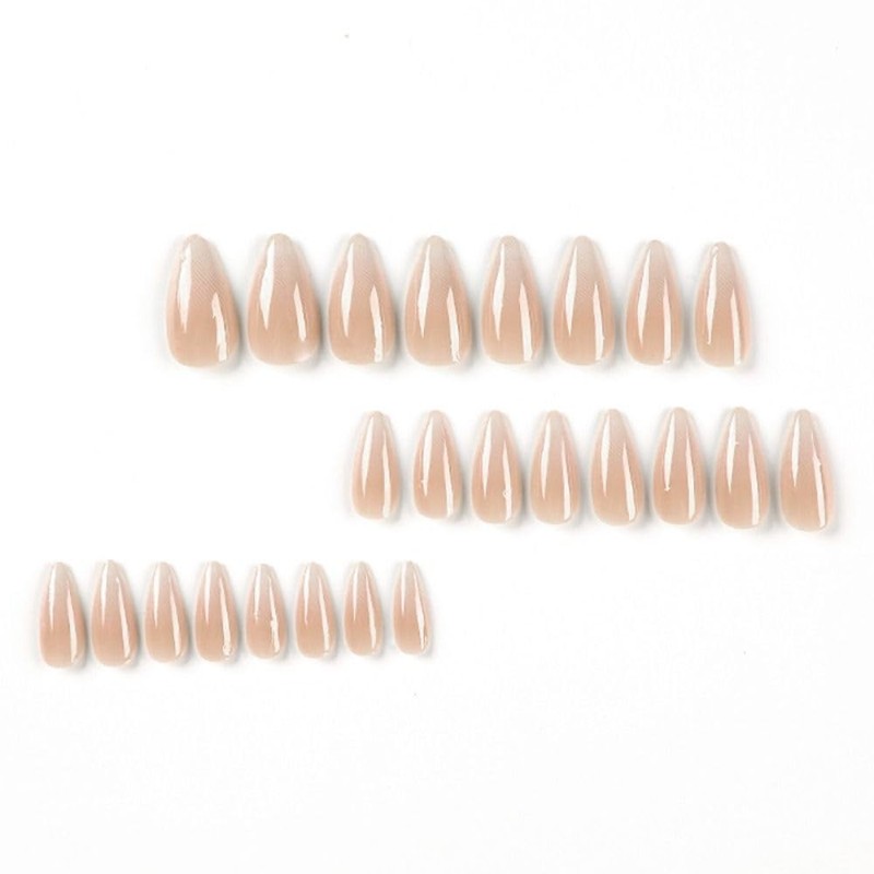 24pcs Long Almond False Nail French Simple Gradient False Nail
