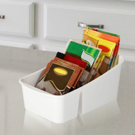 KADAX Herb Spice Container, Box with Two Sections, Plastic Storage Box with Handles, Kitchen Organiser, Herb Organiser (White)