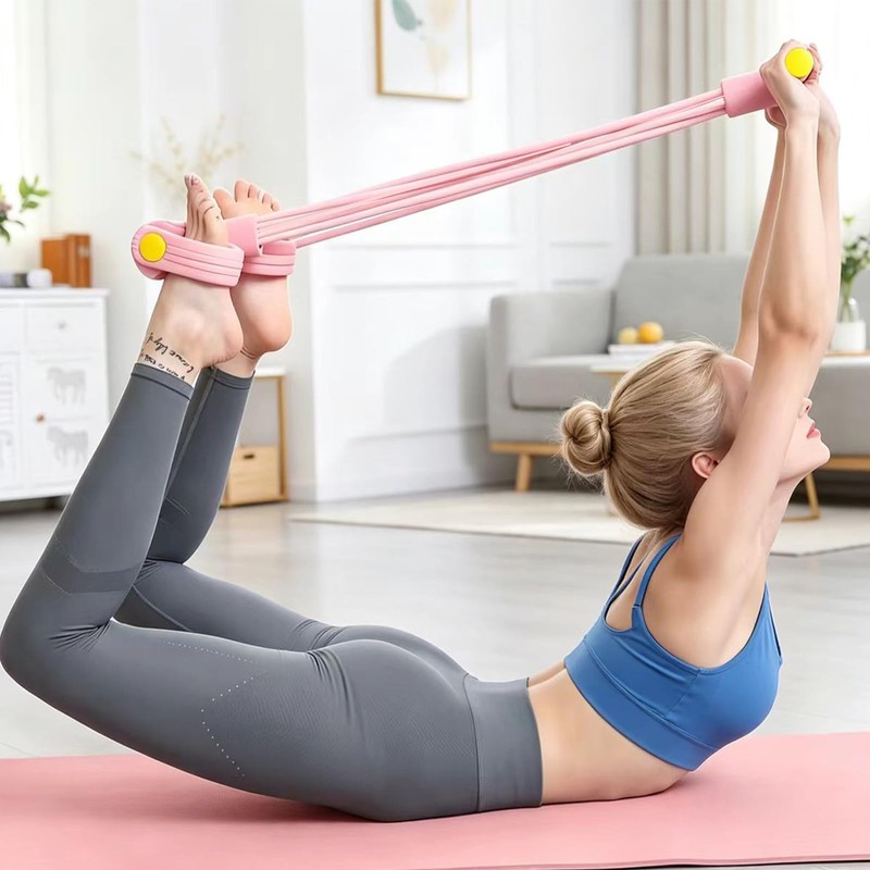 Pedal Resistance Bands With Handle, 6 Tube Pedal Resistance Band(Pink)