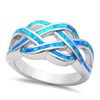 CloseoutWarehouse Blue Simulated Opal Celtic Knot Design Ring Sterling Silver