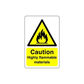 Safety First Display LTD Caution highly flammable materials sign - 1.2mm Rigid plastic for indoor/outdoor usage (200mm x 150mm) Viewing Distance within 5m.