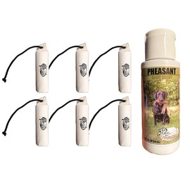 HuntEmUp Ultimate Pheasant Dog Training Scent - with 3" White Canvas Bumpers (Qty:6)