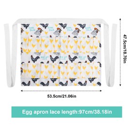 Dokeno Egg Apron Collecting with 12 Deep Pockets, Farm Egg Apron, Farm for Egg Collecting, Cooking Apron Women Men, Canvas Apron, Apron for Collecting Chickens, Duck, Goose Eggs, Farmhouse, White