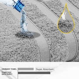 Luxury Bath Sheets Zero Twist Cotton 600 GSM (90 x140cm) Thick & Plush Hotel Quality Large Pool Spa & Hotel Bathroom Bath Towels | Pack Of 1 Silver Grey