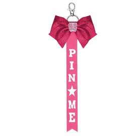 Pink Rhinestone Keychain for Backpack School Bag Accessories Charms for Cheer Bag Decorations for Women Girls Cheerleader Bow Keychain for Tote Bag Backpack Keychain for Toddlers Kids Cheer Stuffs