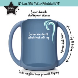 PrimaStella Silicone Baby & Toddler Training Cup with Handles (Slate Blue)