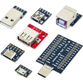 jujinglobal USB to DIP Adapter Board Kit USB Type A B C Mini Micro Breakout Board 0.1" Output Connector (7 PCS)