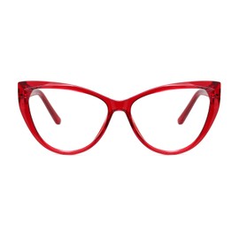 QECEPEI Blue Light Glasses Cateye Women Fake Eyeglasses Anti Eye Strain Computer Glasses Clear Lens Red