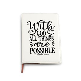 Religious Gifts Inspirational Christian Leather Notebook Encouragement Quote Gift With God All Thing are Possible Faith Journey Notebook (With God All Things are Possible Notebook)