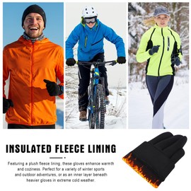 Mayoii Thermal Gloves, Running Warm Liner Glove Outdoor Windproof Touchscreen Gloves for Men Women Sport Walking Riding Driving Cycling (Black, L)