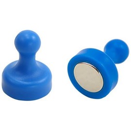 High Power Blue Skittle Magnet for Fridge, Office, Whiteboard, Noticeboard, Filing Cabinet - 19mm dia x 25mm tall - Pack of 2