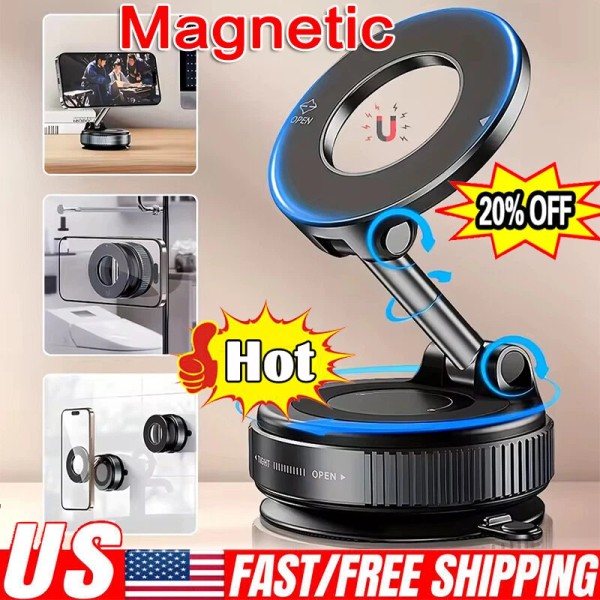 Universal 360° Adjustable Magnetic Vacuum Suction Cup Car Phone Holder