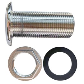 Marine Grade 316 Stainless Steel Full Threaded Through Hull Pipe Fittings with Nuts and washers for Boats, Yachts (1IN)