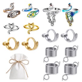 16 Pcs Crochet Ring, Knitting Crochet Loop Ring for Finger, Metal Open Yarn Guide Finger Holders Adjustable Crochet Tension Ring Knitting Loop Rings for Finger Yarn Guide Faster Knitting