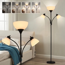 GDRKNP 3 in 1 Lamps for Living Room, Floor Lamp with 2 Adjustable Reading Lights, Stepless Dimming Floor Lamps, 3 LED Bulbs Included, Modern Standing Lamp for Bedroom, Office, Home Essentials