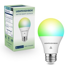 Lightinginside Matter Smart Light Bulbs Compatible with Alexa/Siri/Apple Home/Google Home/SmartThings, A19 E26 WiFi RGBCW Color Changing Light Bulb 60W Equivalent 800LM 9W, 2.4G WiFi, ETL Listed, 1PC