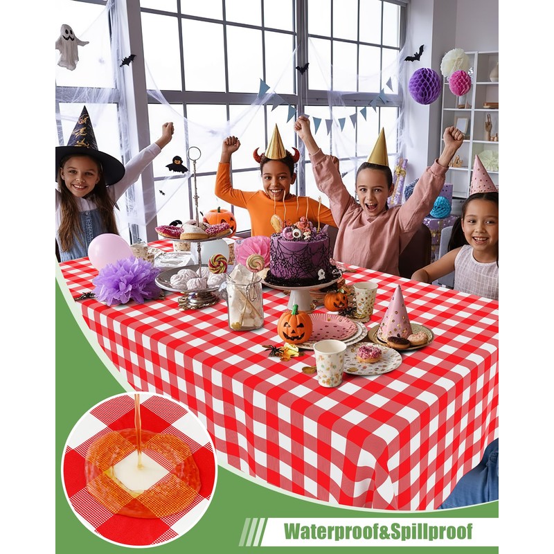 Smiry 8 Packs Gingham Disposable Table Cloth, 54 x 108