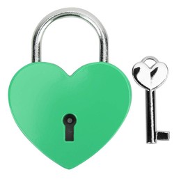 Heart Lock, Colorful Metal Mini Padlock with Key for Jewelry Box Storage Box Diary Book 45x59mm(Green)