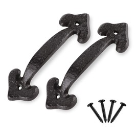 2-Pack 7-Inch Heavy-Duty Cast Iron Barn Door Handle – Medieval-Grade Rustic Gate Pull for Sheds, Fences & Cabinets – Vintage Black Finish – Installs in Minutes, Built to Last a Lifetime